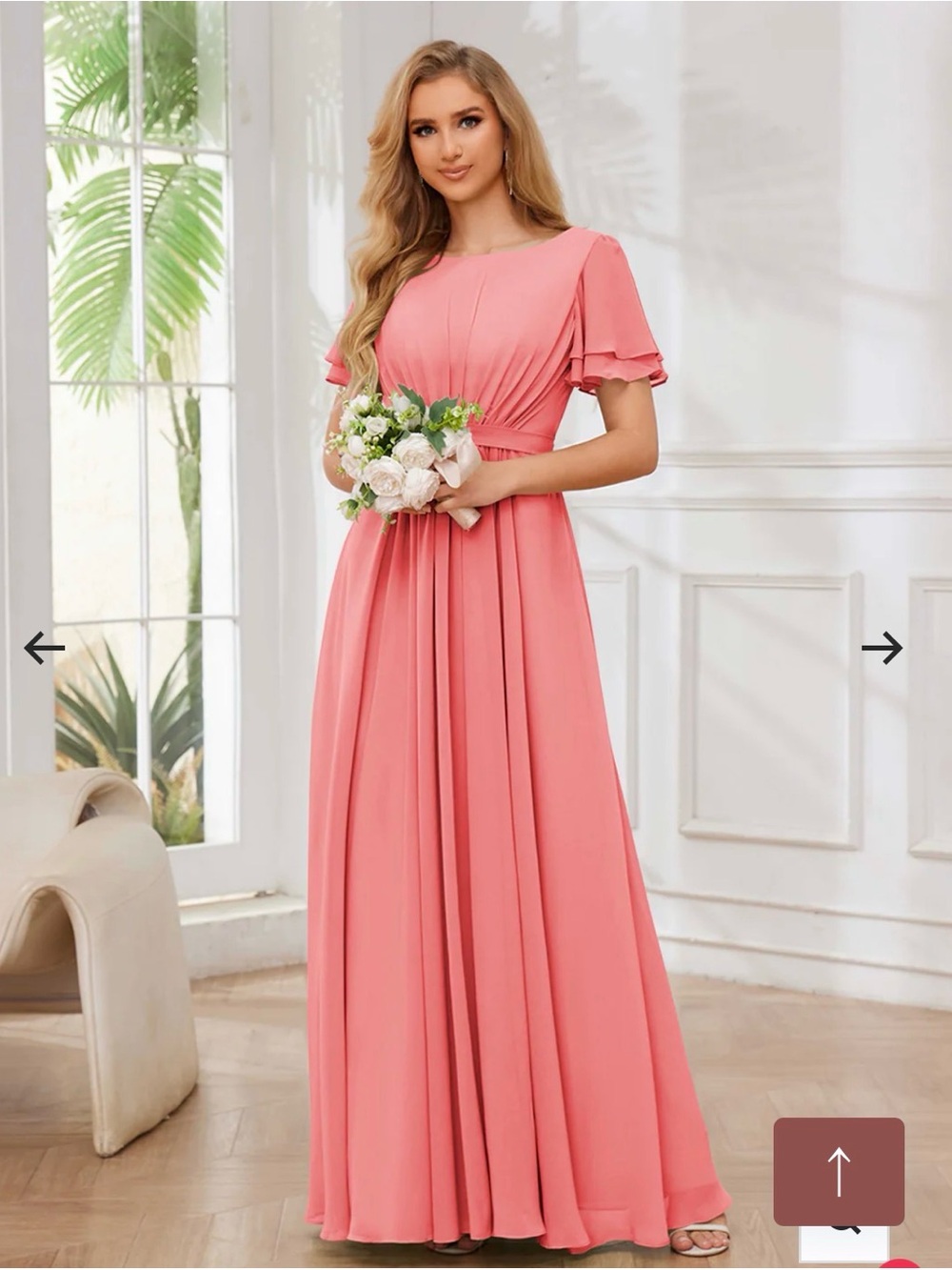 Briana Chiffon Maxi Dress Coral Pink 10 BNWT formal summer wedding dress